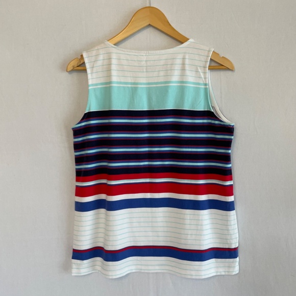 Talbots Striped Tank Top V-neck Cotton/Spandex Size Medium - Picture 2 of 4